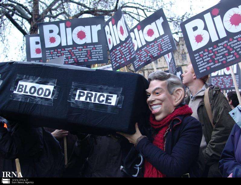 لندن میں سابقہ برطانوی وزیراعظم ٹونی بلیئر کے خلاف مظاہرہ