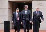 Richard Westling, Kevin Downing and Thomas Zehnle, attorneys for former Trump campaign chairman Paul Manafort, leave the Albert V. Bryan US Courthouse after the jury announced a verdict August 21, 2018 in Alexandria, Virginia. (AFP photo)