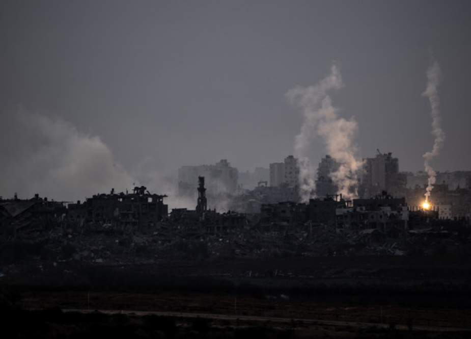 Smoke rises in Gaza as seen from Sderot, Israel