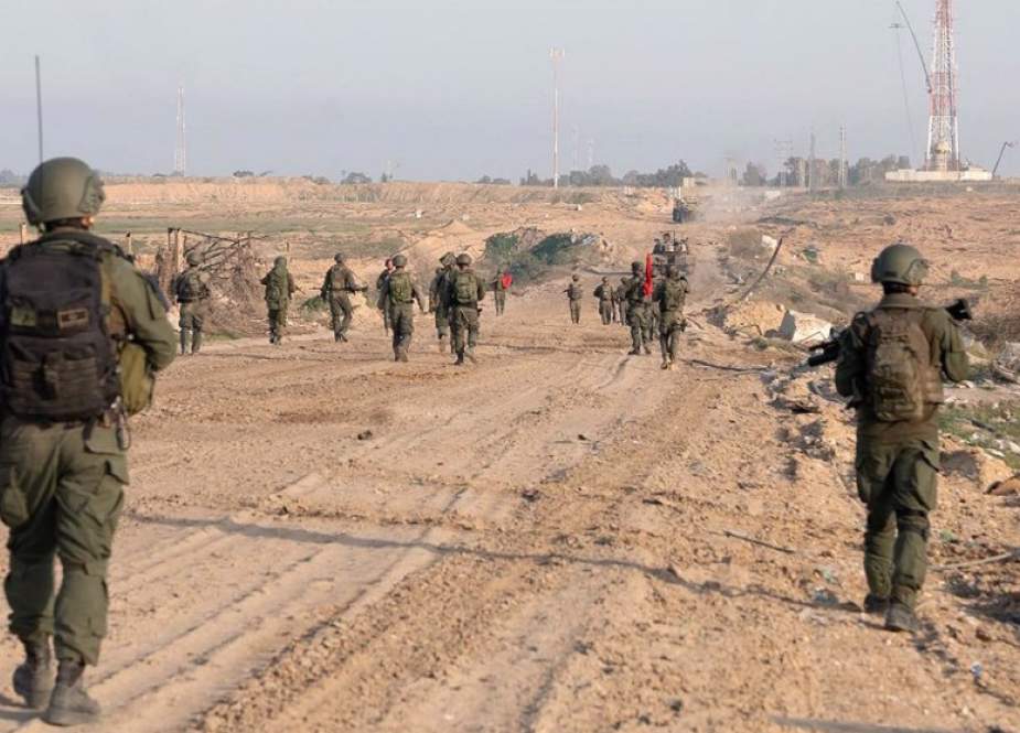 Israeli soldiers on patrol at an unspecified location in the Gaza Strip