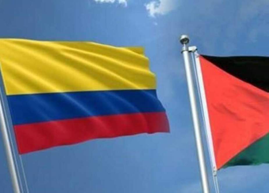Colombia and Palestine flags