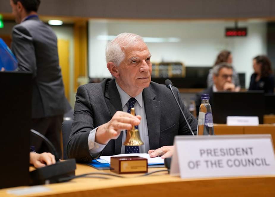 European Union foreign policy chief Josep Borrell in the start of a meeting at the European Council building in Brussels
