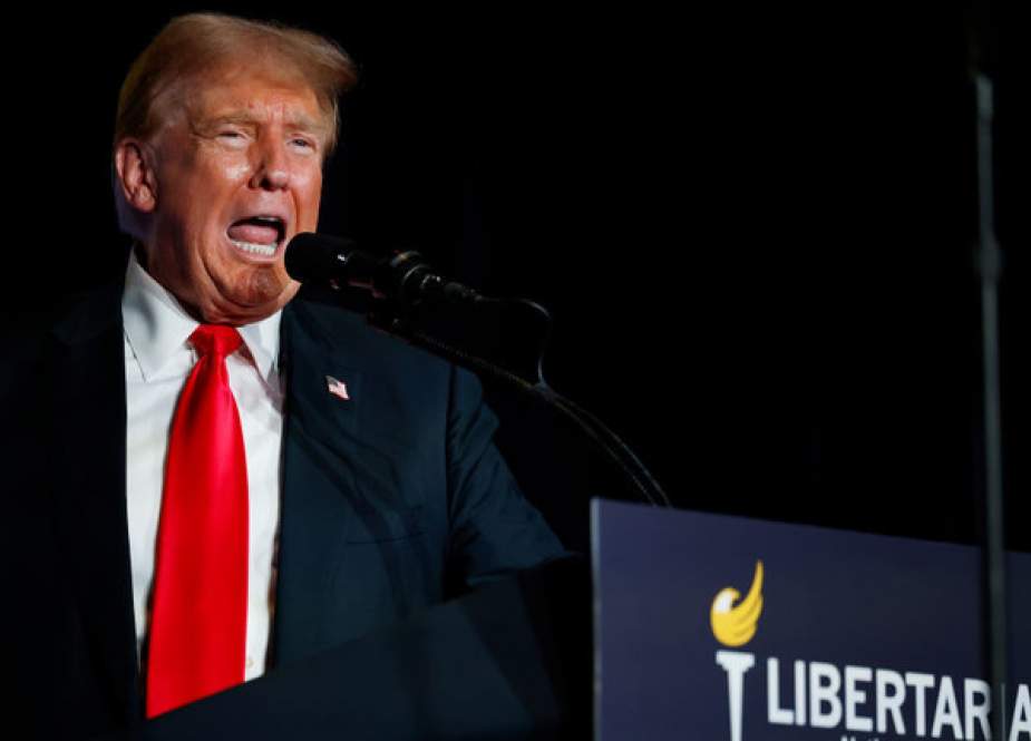 Donald Trump addresses the Libertarian Party National Convention in Washington, DC