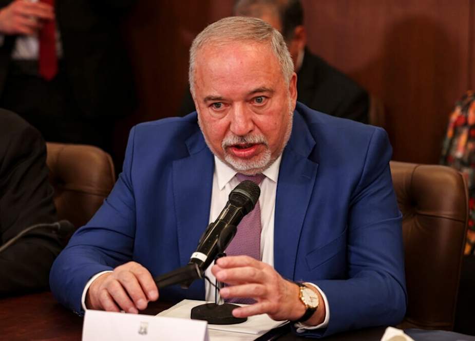 Avigdor Lieberman speaks at the weekly cabinet meeting, at the Prime Minister