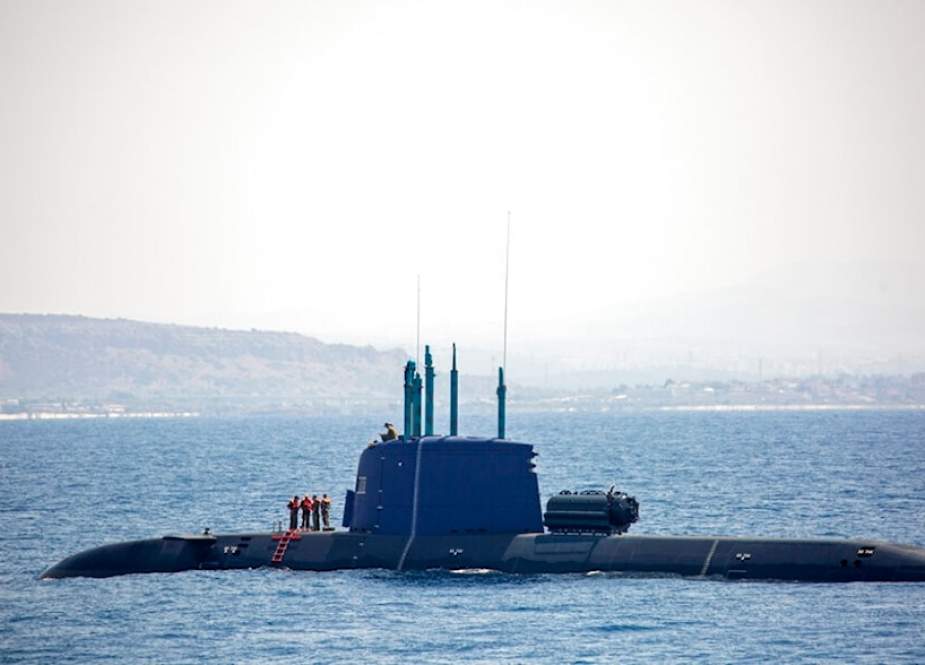 Israeli occupation Navy submarine is seen near Israel