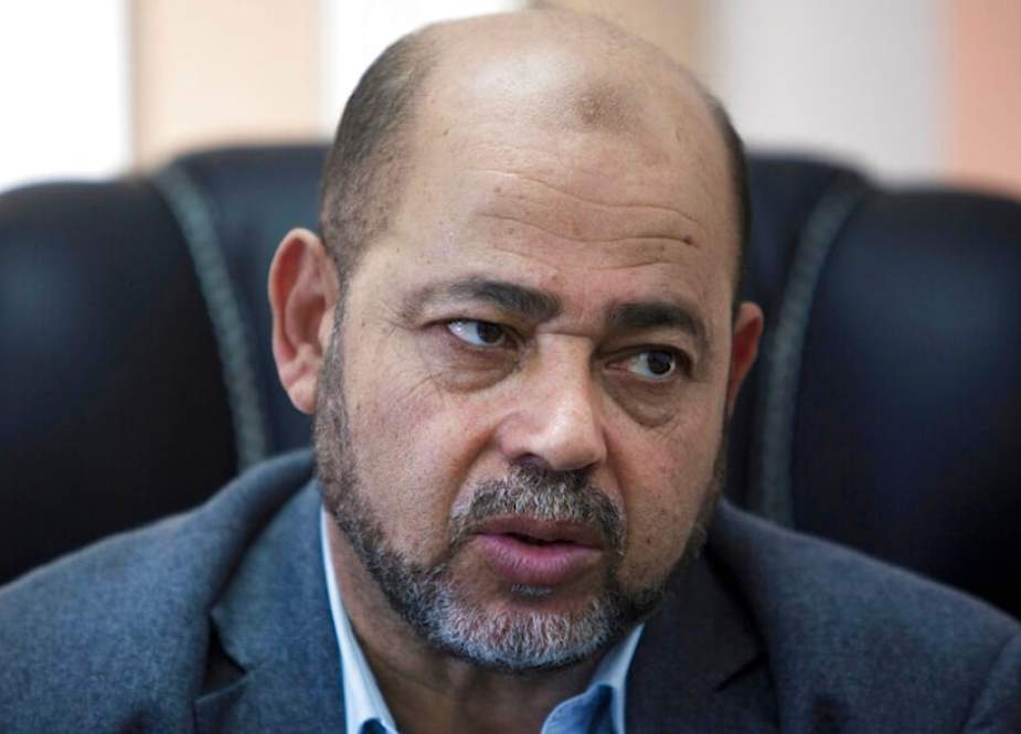 Moussa Abu Marzouk Palestinian senior Hamas leader speaks during an interview for The Associated Press in his office in Gaza City, Palestine