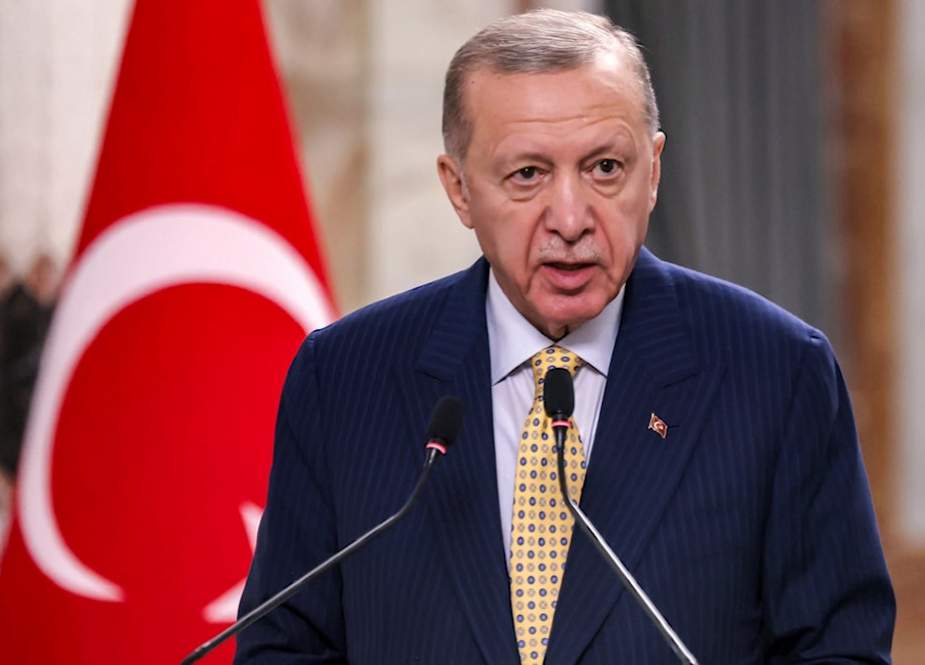 Turkish President Recep Tayyip Erdogan speaks during a joint statement to the media in Baghdad, Iraq