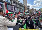 Independent UK politician Shockat Adam addresses a pro-Palestinian rally in Leicester, UK