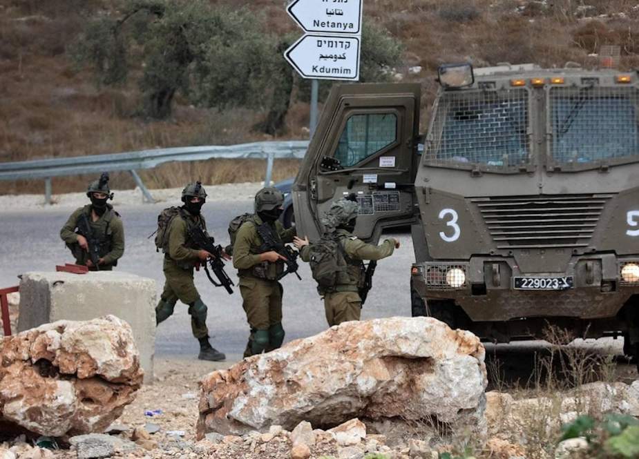 Israeli occupation soldiers near the West Bank city of Tulkarm